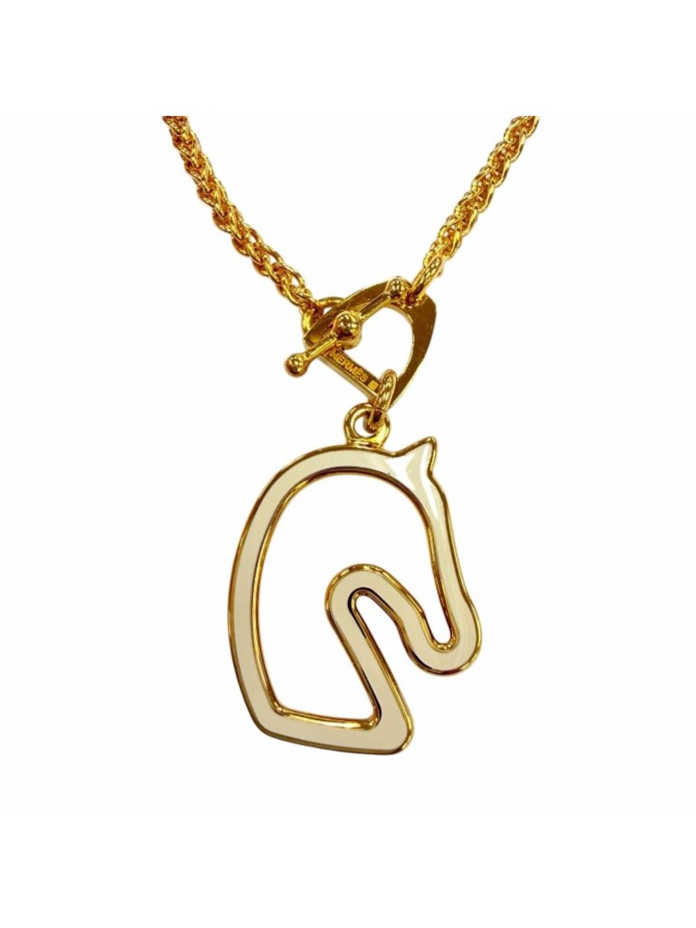 Hermes Tonnerre Pendant Gold White Box Preservation
